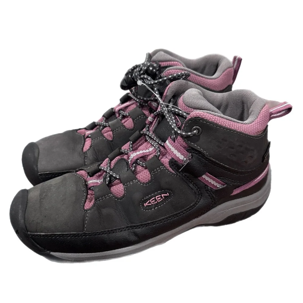 Keen Targhee Mid Waterproof Hiking Boots Kids Size 4 Grey Pink 1020131